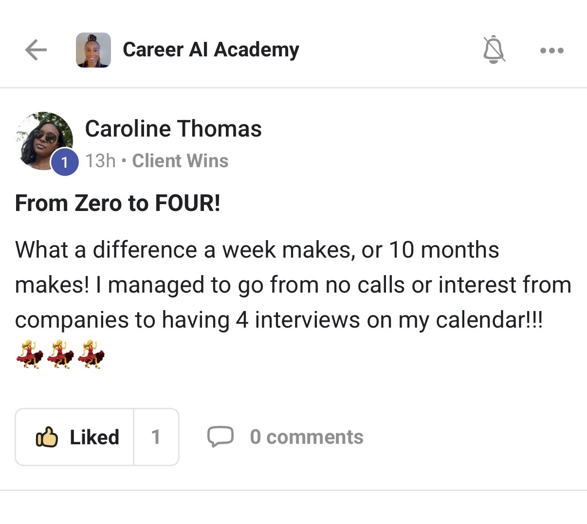 Post describing going from zero to four interviews on the calendar